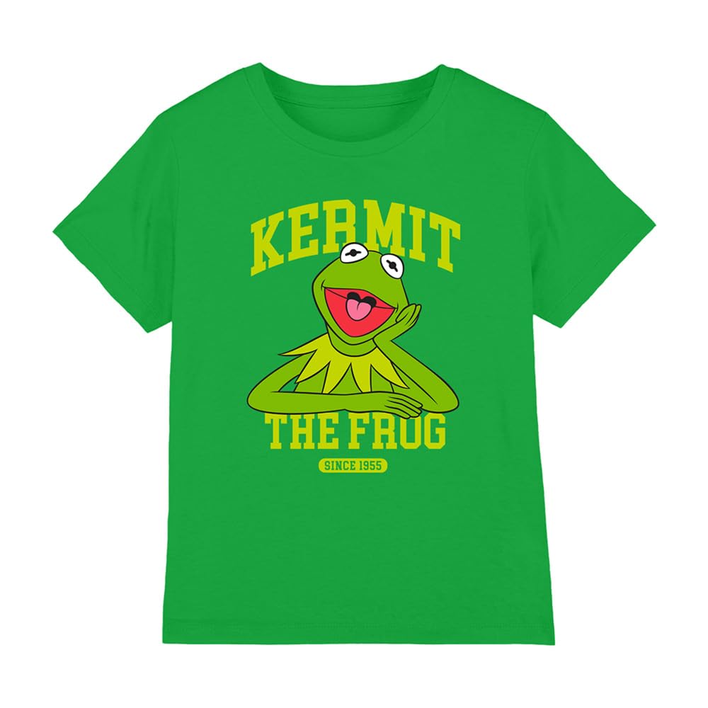 Muppets Disney The Kermit The Frog Collegic Kids T-Shirt, Kelly Green, 3-4Y
