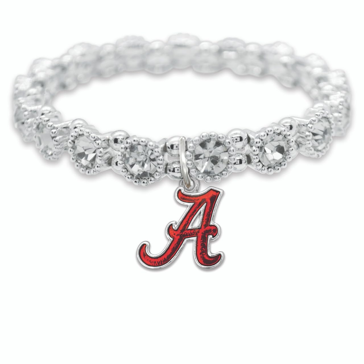 From the Heart Alabama Crimson Tide Grace Crystal Stretch Bracelet, Silver, Gift Officially Licensed UA