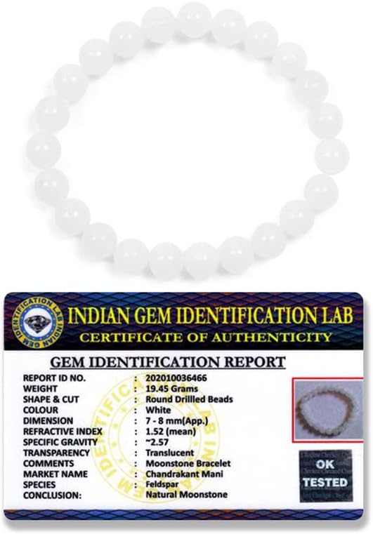 SHRRIYA DIVINENatural Rainbow Moonstone Gemstone Bracelet Round Loose Beads 7-8mm| Handmade Semi-Precious Gemstone Stretch Bracelet for Men & Women