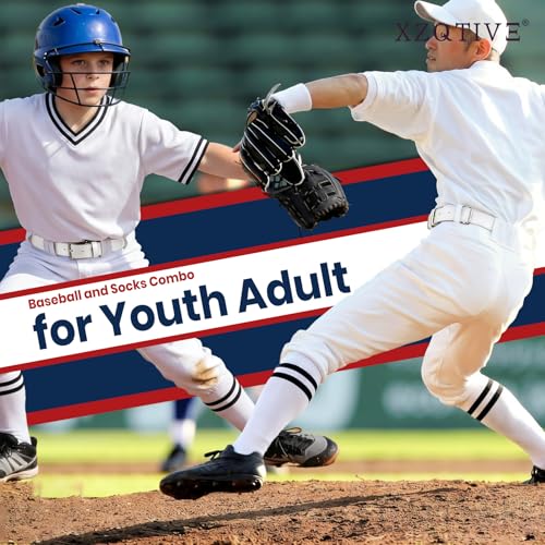 Image of XZQTIVE Baseball Softball Socks and Belt Combo Set Adjustable Softball Socks and Elastic Belt for Kids Youth Adult