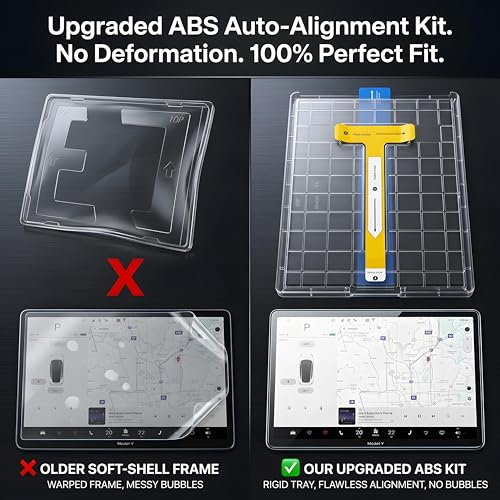 Didisky Matte Screen Protector for Tesla Model Y Juniper 2025 & Model 3 Highland (15.4"), Anti-Glare Tempered Glass With ABS Auto-Alignment Tool, Silk-Screen Black Edge + Rear HD Protector by Didisky - Used condition - Image 2