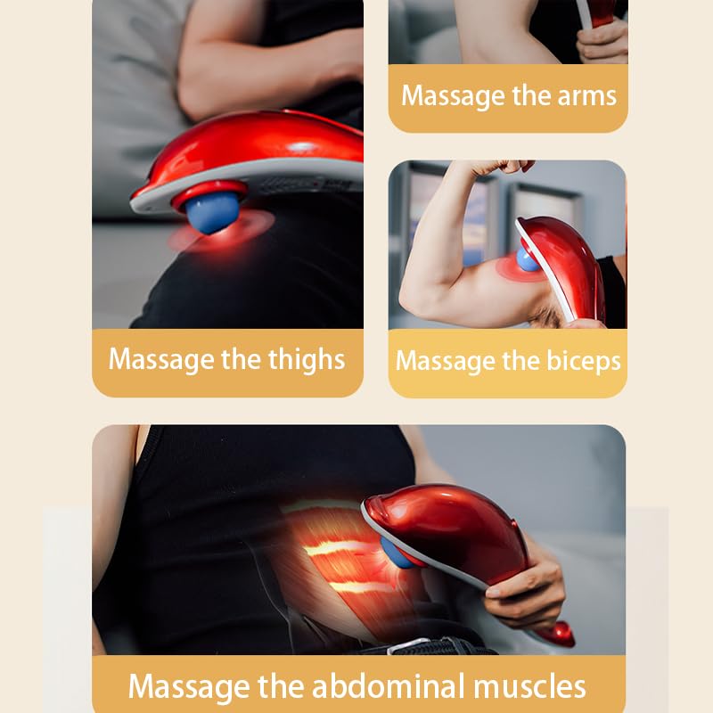 Massaggiatore Elettrico Portatile Deep Tissue A Percussione, Pistola Massaggio Muscolare con 5 Testine Intercambiabili, Massaggiatore Regolabile per Collo Spalle Schiena Gambe Rilassamento
