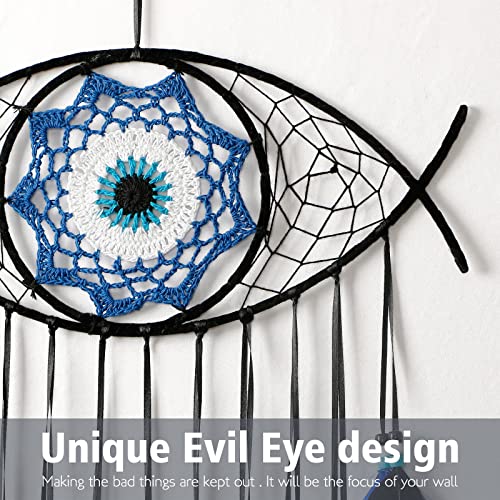 Dremisland Dream Catcher Evil Eye Dream Catchers-Handmade Feather Evil Eye Wall Hanging Ornament Home Decoration for Bedroom Livingroom Yard, Blessing Craft Gift Protect Good Luck - Image 4