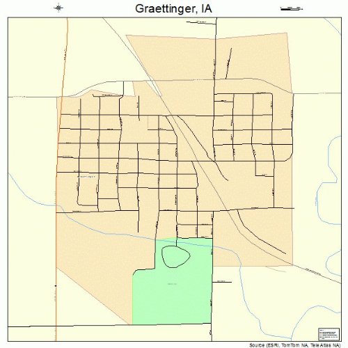 Large Street & Road Map of Graettinger, Iowa IA Printed poster size