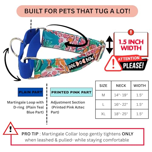Image of Dog-O-Bow Tropicana Print Martingale Dog Collar, Durable, Comfortable & Adjustable Training Collar (L)