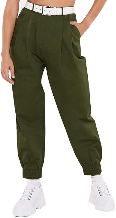 Amazon.com: Mikey Store - Pantalones de trabajo para mujer, estilo  informal, de cintura alta, holgados, pantalones de trabajo : Ropa, Zapatos  y Joyería