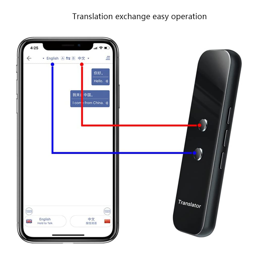 Dispositivo di traduzione vocale di lingua, traduttore di lingua vocale intelligente a 2 vie in tempo reale, supporto di 72 lingue per viaggi, apprendimento, shopping, chat di lavoro, registrazione di