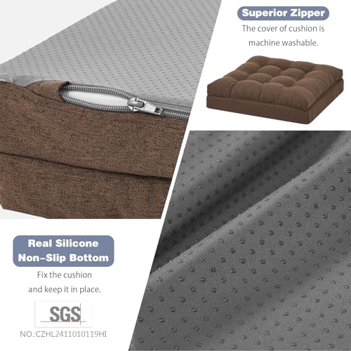 baibu Extra Large Memory Foam Recliner Cushions with Lumbar Support Pillow for Elderly, 20x20x5 Inch Thick Dual-Layer Patent Design Non-Slip Recliner Seat Cushion for Reduce Hip & Lumbar Pain, Brown
