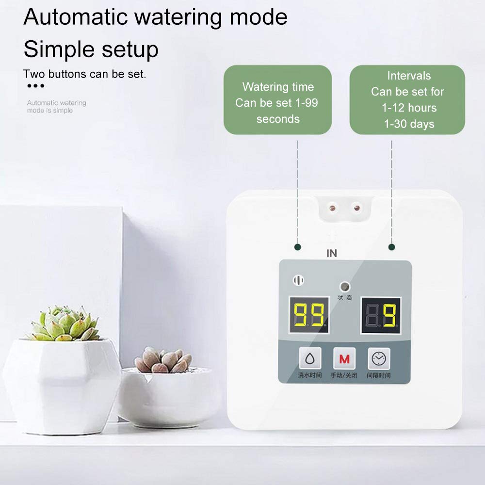 T&F DIY Automatisches Tropfbewässerungs-Set, Selbstbewässerungssystem mit 30 Tage elektronischem Wasser-Timer, 5 V USB-Aufladung für Zimmerpflanzen