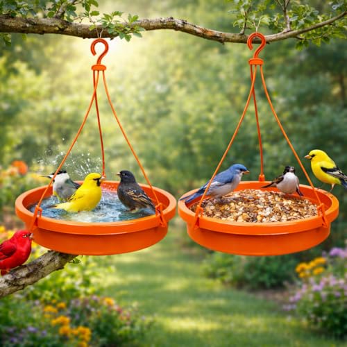 Bird Feeder Hanging Bowl Pack of 2 for Balcony & Garden | 2-in-1 ...