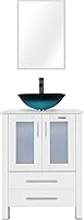 Vista 25 de eclife Tocador de Baño Moderno de 24" Combo Lavabo Gabinete Independiente con Puerta de Cierre Suave, Sin Lavabo de Recipiente, Grifo, Desagüe