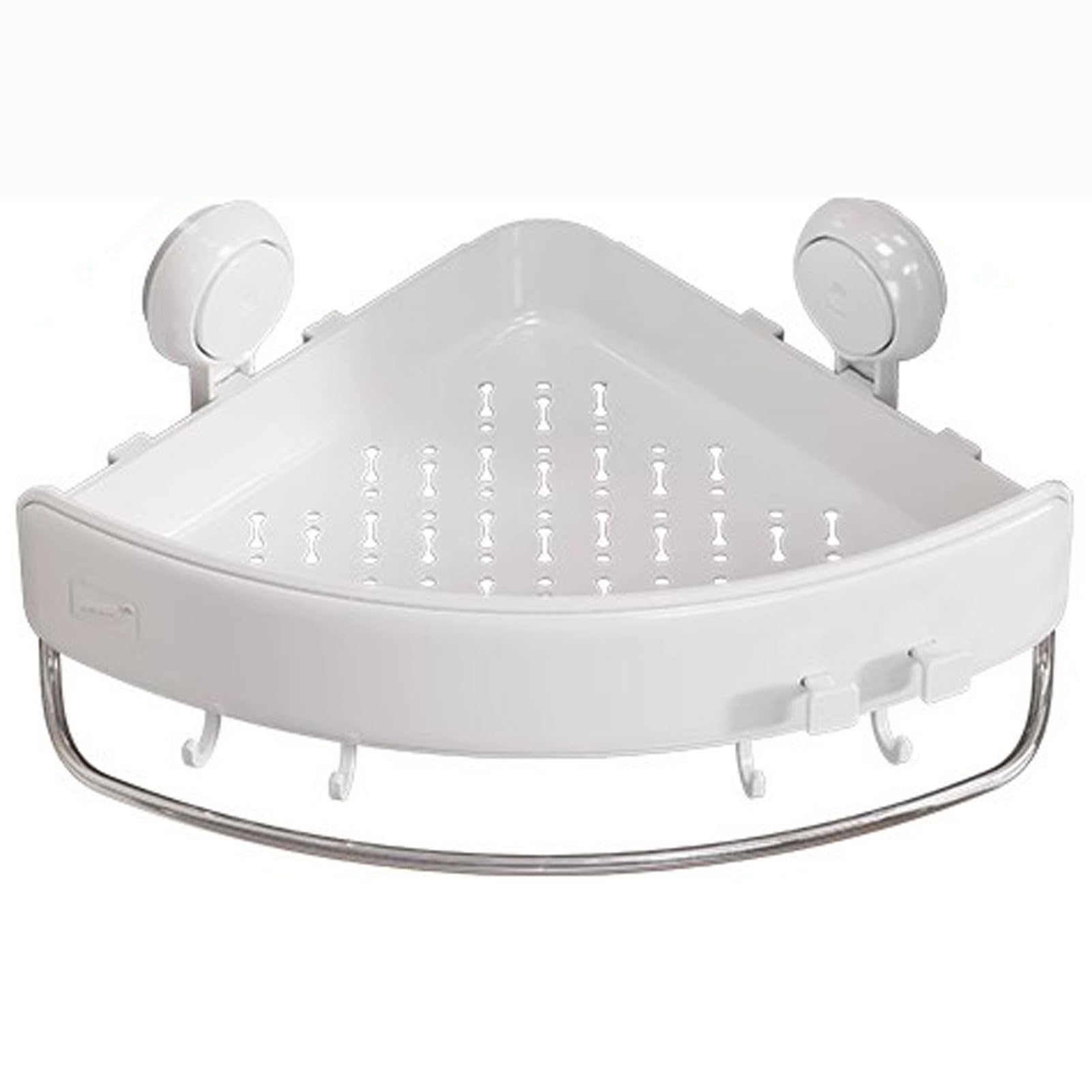 Bathroom Corner Shelf Suction Cup Shower Caddy Triangle Bathroom Shelf with Drain Holes No-Tool Mounting Organizer for Shower