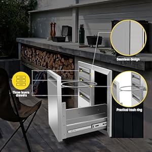 Outdoor Kitchen Drawers 29.5W X 22.6H X 21.7D Inch, Flush Mount Double BBQ Drawers with Handle Stainless Steel BBQ Drawers for Outdoor Kitchens, Patio Or Grill Station Outdoor Kitchen Drawers 295W X 226H X 217D Inch Flush Mount Double BBQ Drawers with Handle Stainless Steel BBQ Drawers for Outdoor Kitchens Patio Or Grill Station