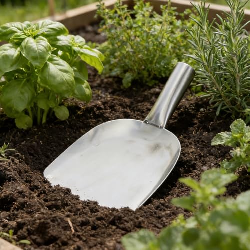 KAILIKETIY Nierdzewna Łopata Ogrodnicza z Wygiętym Łopatem Do Sadzenia Warzyw i Kwiatów Kompaktowa Do Kopania Ogródkach i Doniczkach