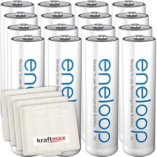 Kraftmax 16-pack Panasonic Eneloop AA/Mignon batterier – senaste generationen – högpresterande batterier i Kraftmax batter...