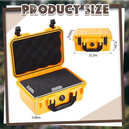 Image of Relaxweex 1 Pcs Waterproof Hard Case with DIY Customizable Foam Insert Portable Protective Case with Knife for Camera Drones Equipments Tools Test Instruments(Yellow,11.3 x 8.7 x 4.2 Inch)