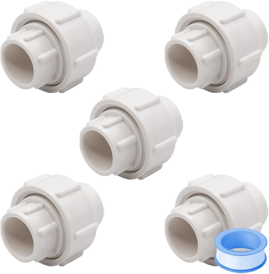 HayEastdor 5PCS 32mm Slip PVC Union Coupling Pipe Fittings
