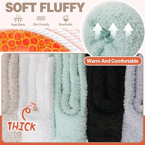 Image of Fuzzy Socks Fluffy Thick Warm Winter Soft Cozy Plush Sleep Home Fleece Cabin Soft House Socks for Women Men