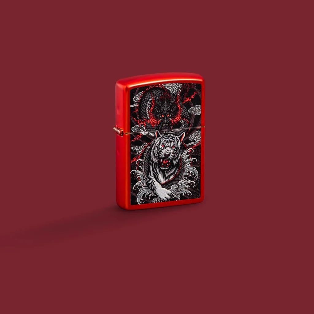 Custom Personalized Classic Dragon Designs Zippo Windproof Lighter Engraving - Christmas, Halloween & Valentines Day Gift (Red)