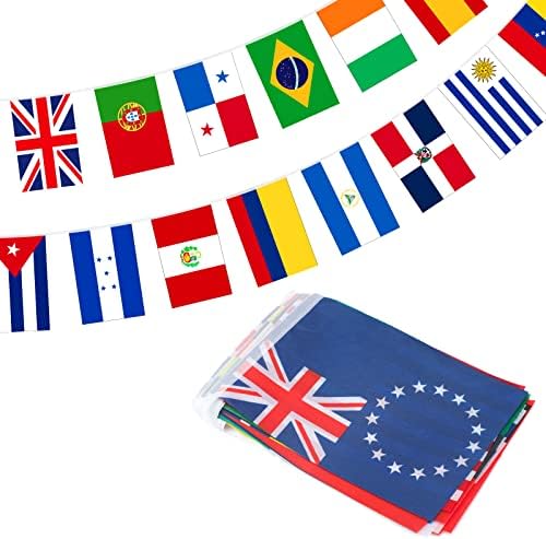 jijAcraft 12.5 M Feet International String Flags, 50 Countries Flags Bunting Banner World Flags for Garden, Bar, Restaurant and Party Decoration ( 8.2'' x 5.5'')