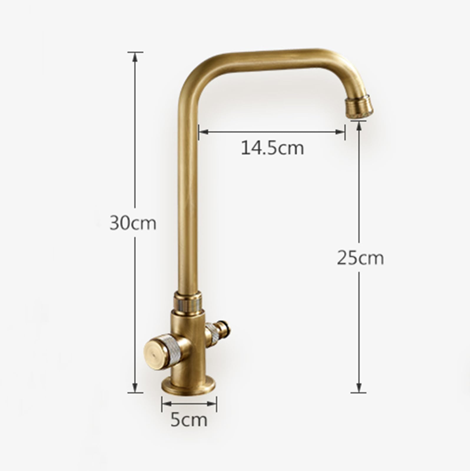 Grifo Jardin con Interfaz Roscada De 1/2 Pulgada Grifo Exterior Doble Salida Solo Agua Fría,Antigüedad
