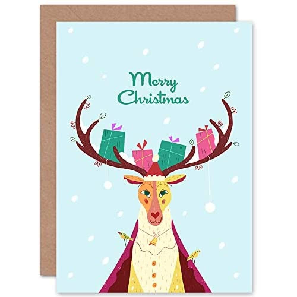 Wee Blue Coo Cute Stag Christmas Card