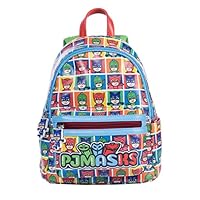 PJ Masks All-Over Print Mini Backpack for Kids - Colorful Faux Leather Design with Adjustable Straps