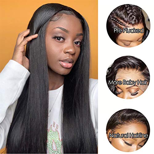 Perruque humaine lace front 13X4 brésilienne lisse 20 pouces