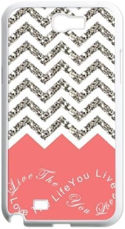 Live The Life You Love, Love The Life You Live Chevron Pattern Samsung Galaxy Note 2 N7100 Waterproof Designer Hard Case Cover - Coral
