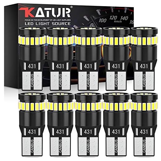 KATUR Bombilla LED 194 168 2825 W5W T10 24-SMD 3014 Conjuntos de Chips Bombillas LED CANBUS Sin Errores para el Domo del automóvil Mapa de cortesía Puerta Luces de matrícula (10 Piezas, Blanco)