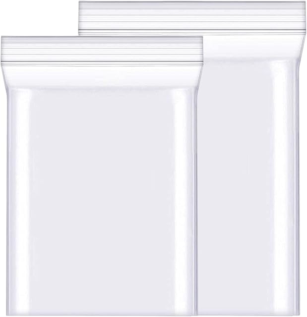 50pcs Resealable Clear Plastic Bags - 11x15.7"&12.6x17.7" Resealable Grip Seal Bags, Resealable Plastic Bags, Resealable Storage Pouches, Grip Clear Ziplock Bags for Home,Kitchen,Small Items Storage