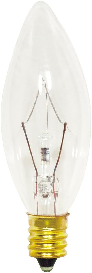 Satco S3346 120V Candelabra Base 25-Watt B8 Light Bulb, Clear, 1 x 1 x 3 Inch