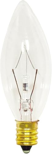 Satco S3345 - Bombilla pequeña B8 de 130 V, base de candelabro de 15 W, transparente, 1 x 1 x 3 pulgadas