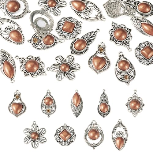 Craftora 18Pcs Tibetan Style Alloy Charms Bohemia Vintage Filigree Charms