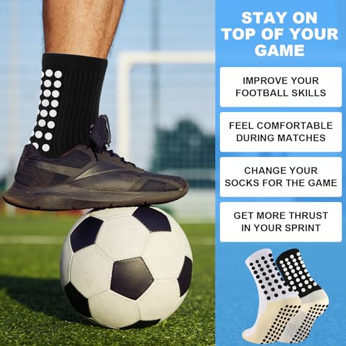 16 Pairs Grip Soccer Socks for Men Non Slip Sock with Anti Slip Grip Pads4