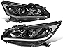 2Pcs LED DRL Bar Black Housing Clear Corner Projector Headlights Lamps Compatible with Honda Accord 4-Door Sedan 16-17