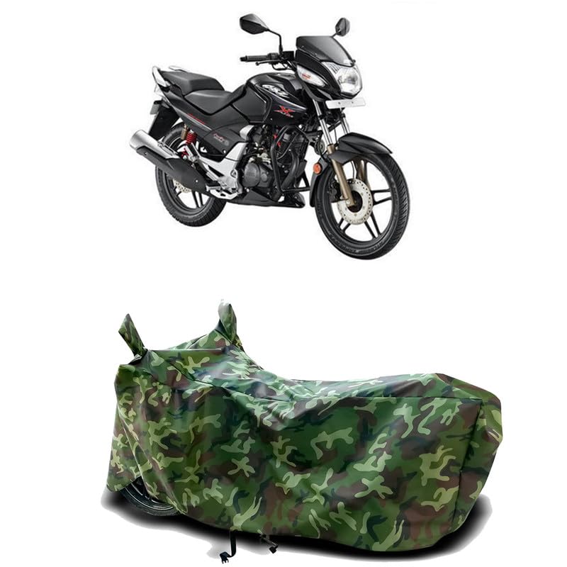 Image of DUFFEL-100% Heat Protection Two Wheeler Bike /Scooty Body Cover for Hero CBZHero CBZ Water Resistance /UV-Rays /Birds Dropping /Scratchproof /Dust Proof /Waterproof[Green Jungle Print]
