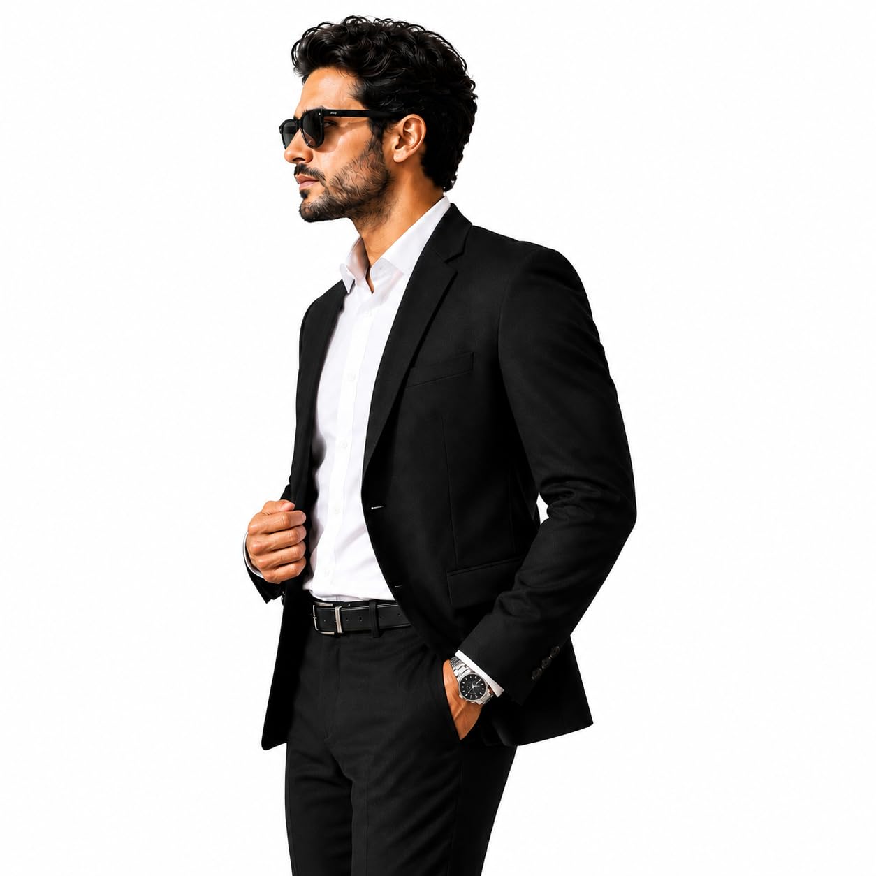 Men's Black Slim Fit Two-Button-picture-40