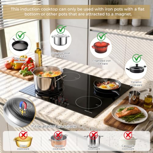 Image of Noxton 24 Inch Induction Cooktop, Built-in 4 Burners Induction Stovetop