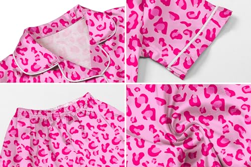 Image of Umeyda Women & Girls Pajamas Set, Soft Satin Lightweight Silk Button-Down Top with Shorts 2 Piece PJS for Mom Boys Kids Gifts