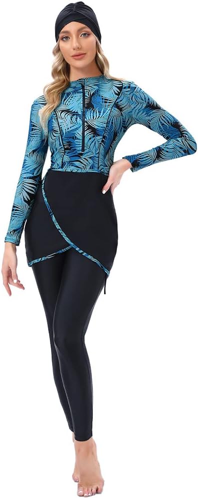 Women Burkini Swimsuits Modest Muslim Swimwear Islamic Long Sleeve Full Cover Hijab Top Swim Pants ​Bathing Suit