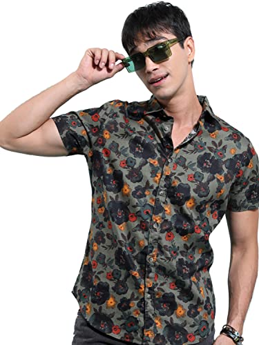 Image of Ketch Men's Cotton Slim Fit Printed Half Sleeve Shirt