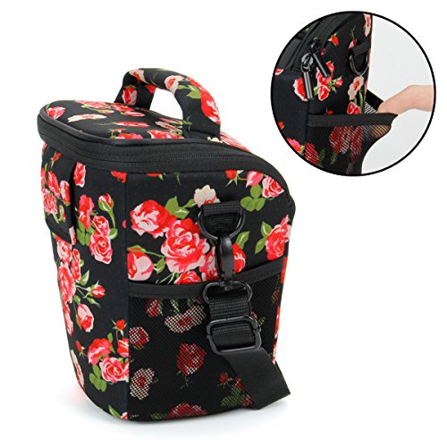 Image of USA Gear DSLR Camera Case for Men and Women with Top Loading Accessibility, Adjustable Shoulder, Small Camera Sling Bag, Travel Padded Handle - Camera Holster Bag for Nikon, Canon, Panasonic (Floral)