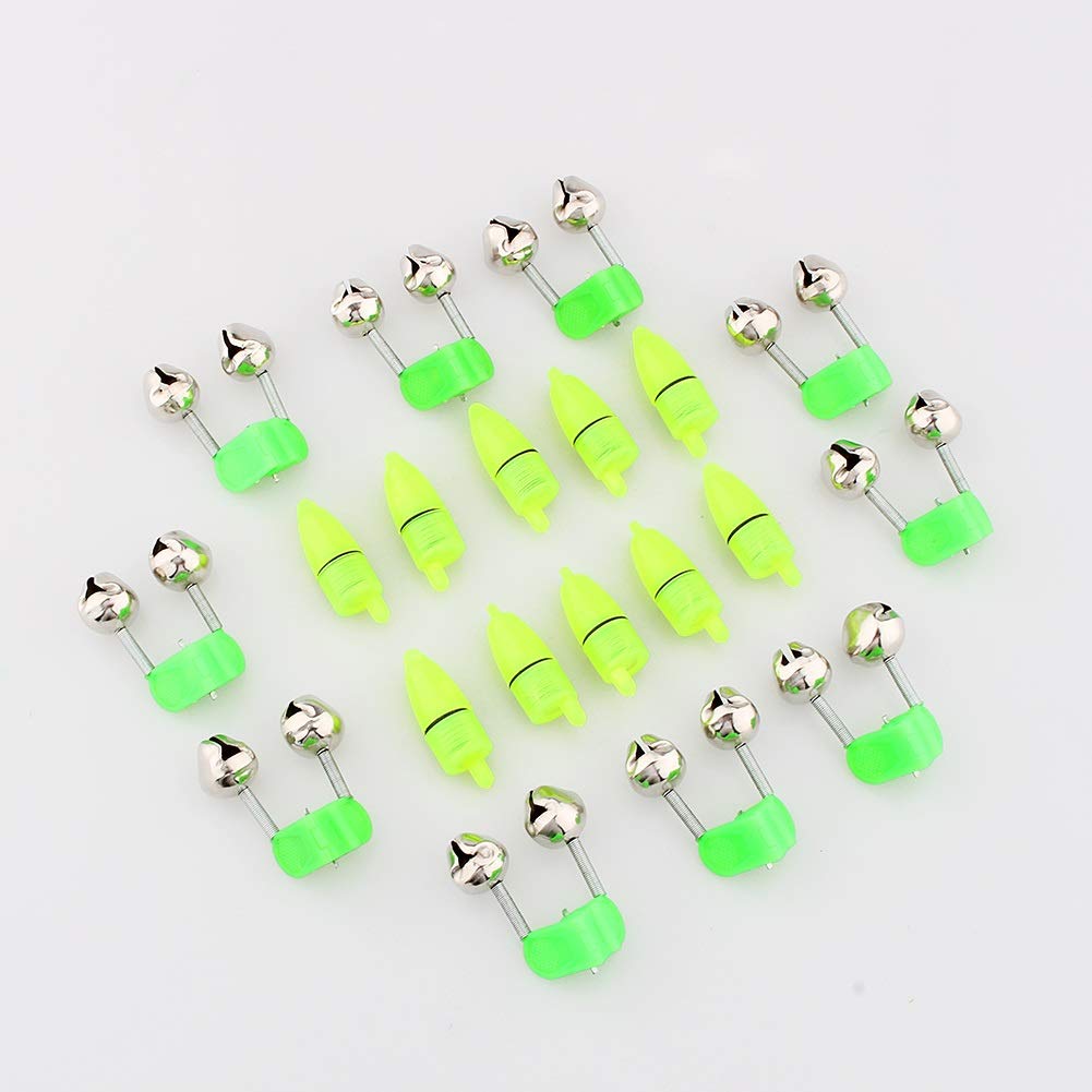 Nikou Alarma de Pesca - Campanas de Pesca Accesorios para Pescar de Noche Punta de la Varilla Clip de luz LED Varilla de Campanas Dobles Indicador de mordida Indicador Alarma