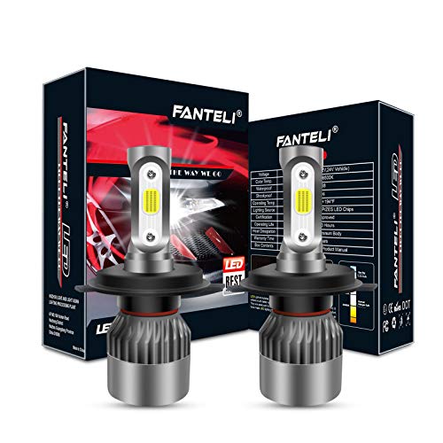 FANTELI H4/9003/HB2 3-Sided LED Headlight Bulbs All-in-One Conversion Dual Beam High/Low Beam Kit - 72W 8000LM 6000K Cool White Extremely Bright Lamp Replacements - 5 Years Warranty