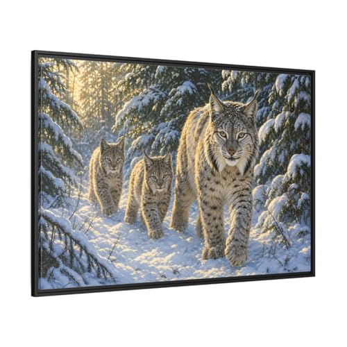 Impression sur toile Lynx Enneigé grand tableau réaliste horizontal