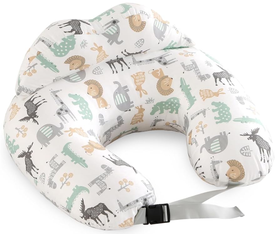 Vasmeiy Cojín Embarazada Cojín Ergonómico de Lactancia y Lactancia con Correa Ajustable y Funda de Algodón Extraíble Nursing Pillow Breastfeeding Pillow