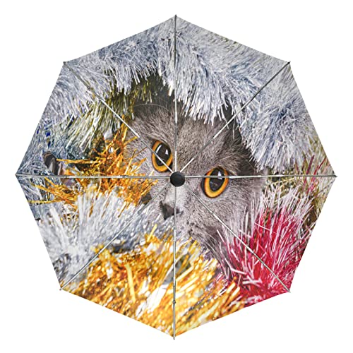 Parapluie automatique pour voyager et plage avec motif chat mignon