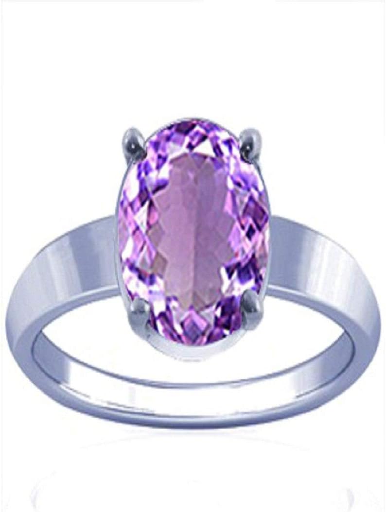8.25 Ratti 7.50 Carat Brazil Purple amethyst ring Natural elegant amethyst ring February birthstone oval silver plated adjustable ring Dainty Promise ring