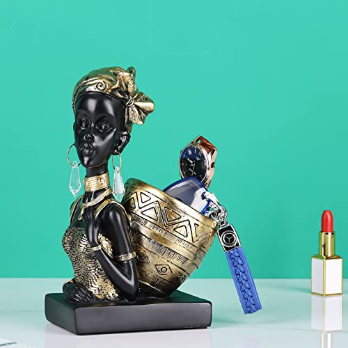 Lccck African Wall Art Statue, Resin African Figurines Home Decor Accent, Gold African Art Sculptures, For Shelf Bookshelf Table Desk Mantle Living Room Decor Accents #TOP6